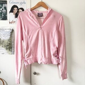 Early 2000s Light Pink Zip-Up Hoodie Y2K